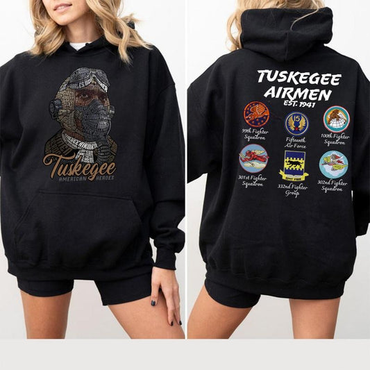 Tuskegee American Heroes Tuskegee Airmen T-shirt/Sweatshirt/Hoodie - 100% Cotton Classic Fit Available in Multiple Colors, Machine Washable