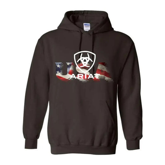 Ariat Bold USA Flag Graphic Unisex T-shirt/Sweatshirt/Hoodie For Christmas - Classic Cotton Menswear Spandex Ribbed
