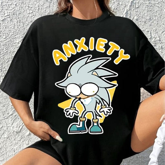 Silver The Hedgehog ANXIETY Unisex T-shirt/Crewneck/Hoodie, Meme Son1c Cotton Shirt, Game Shirt, Gift For Him Sweatshirt
