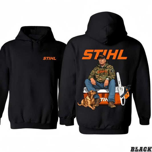 Stihl Trum Hoodie Camo Workwear T-Shirt/Hoodie - Daddy Trum T-Shirt/Hoodie, Unisex for Man and Women, 100% Cotton, Vintage Graphic Tee, Unisex Sport