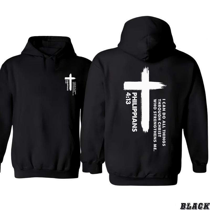 Philippians 413 Hoodie/T-Shirts - Powerful Cross Design 2 side Hoodie/T-Shirts Vintage Style Unisex T-shirt/Hoodie,...