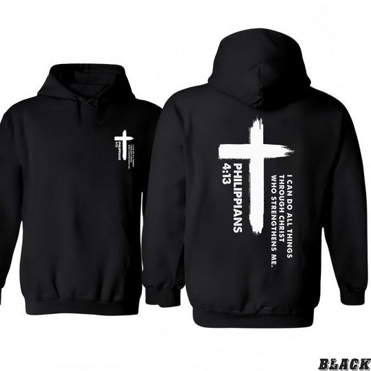 Philippians 413 Hoodie/T-Shirts - Powerful Cross Design 2 side Hoodie/T-Shirts Vintage Style Unisex T-shirt/Hoodie,...