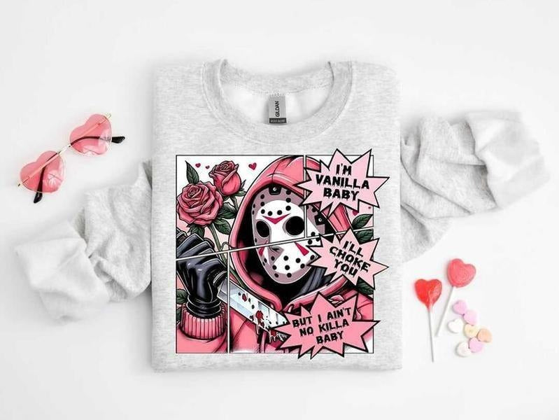 Horror Characters Valentine Bundle T-shirts, Scary Movie Valentine Hoodie, Valentine Friends k*ller Sweatshirt, Heart Valentine Horror Tee