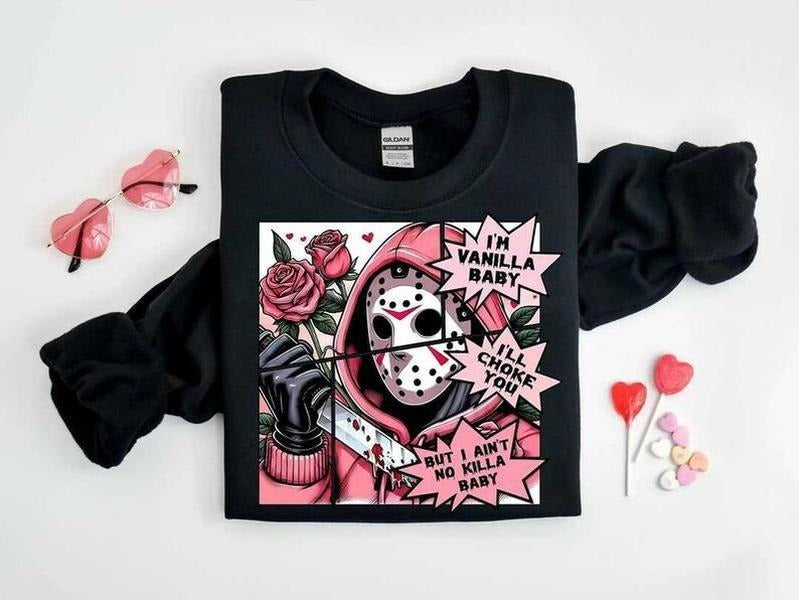 Horror Characters Valentine Bundle T-shirts, Scary Movie Valentine Hoodies, Valentine Friends k*ller Sweatshirts, Heart Valentine Horror Tee