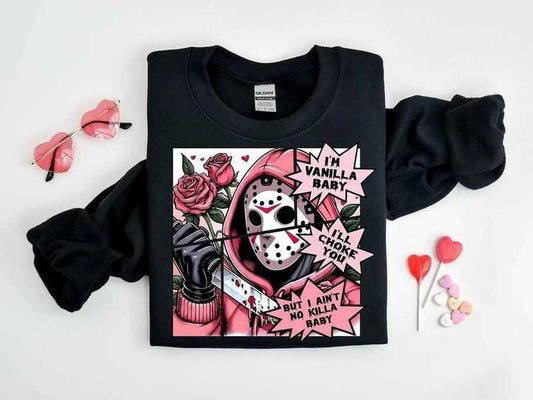 Horror Characters Valentine Bundle T-shirts, Scary Movie Valentine Hoodies, Valentine Friends k*ller Sweatshirts, Heart Valentine Horror Tee