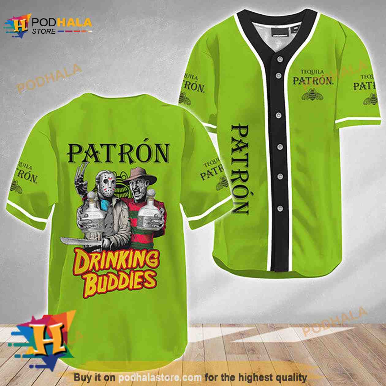 Horror Freddy Jason Drinking Buddies Tequila Patron 3D Baseball Jersey