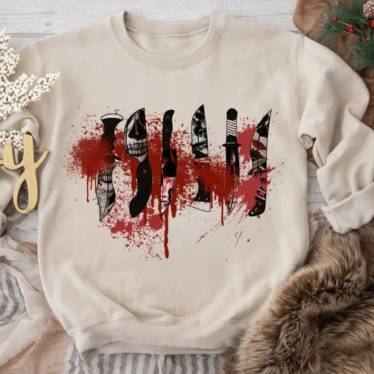 Horror Movie Characters Sweatshirt, Horror Movie Characters In Knives Shirt, Halloween Shirt, Horror Movie Sweatshirt, Halloween T-shirt