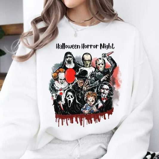 Horror Movie Characters Sweatshirt, Vintage Style Hoodie, T-shirt Option, Halloween Sweatshirt, Movie Lover Gift