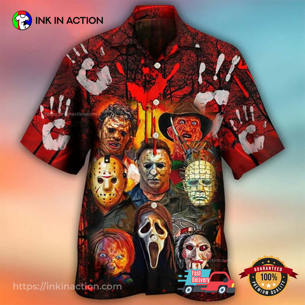 Horror Movie Killers Jason Voorhees Michael Myers Hawaiian Shirt