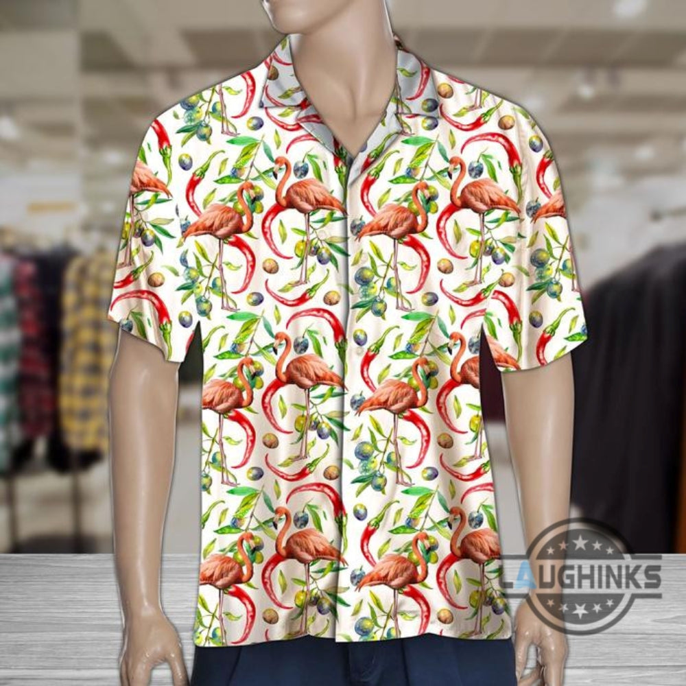 Hot Chili Peppers And Flamingo Tropical Hawaiian Shirt 131 Aloha Hawaii Shirts Aloha Summer Beach Button Up Shirts And Shorts NEW