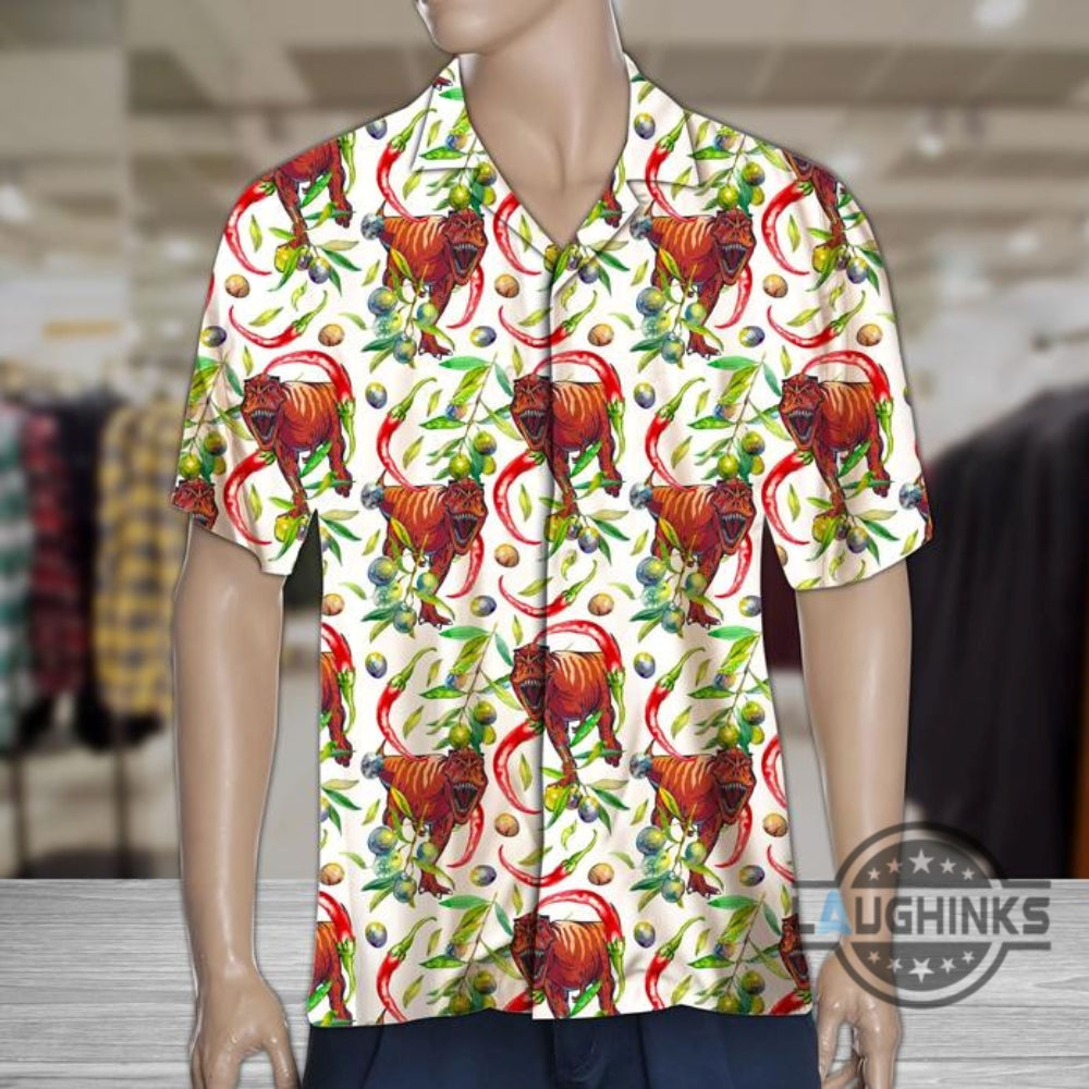 Hot Chili Peppers And Trex Tropical Hawaiian Shirt 131 Aloha Hawaii Shirts Aloha Summer Beach Button Up Shirts And Shorts Gift