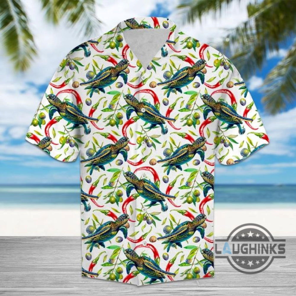 Hot Chili Peppers And Turtle Tropical Hawaiian Shirt 131 Aloha Hawaii Shirts Aloha Summer Beach Button Up Shirts And Shorts Gift