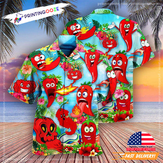 Hot Chili Peppers Funny Fruit Hawaiian Shirt