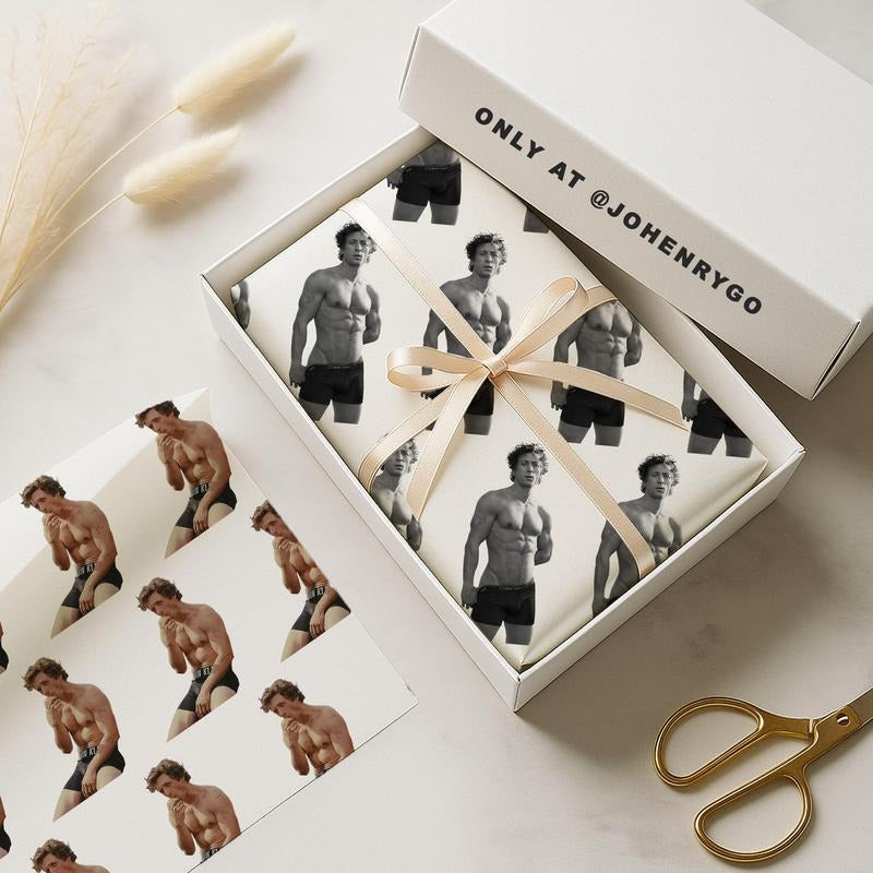Hot Jeremy Allen White Gift Wrap Papers, Yes Chef Shirtless, Carmy Berzatto, Gift For Christmas Holiday, Xmas Wrap Papers...