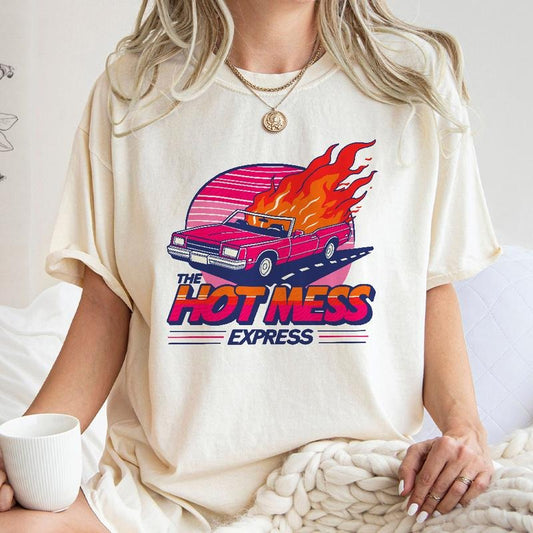 Hot Mess Express Shirt, Spicy Disaster T-Shirt, 80s Sweatshirt, Sarcastic Shirt, Trendy Shirt