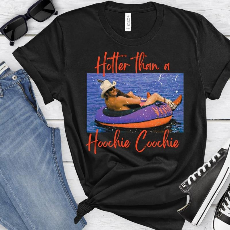 Hotter Than A Hoochie Coochie Allan Jackson Shirt, 90s Country Music, Trendy Summer Tee, Handmade Unisex Tee, Gift Music Lovers, Unisex T-Shirt, Gifts For Him Her, Short Sleeve Tee Shirt, Gifts For Birthday Mothers Day Christmas Anniversary