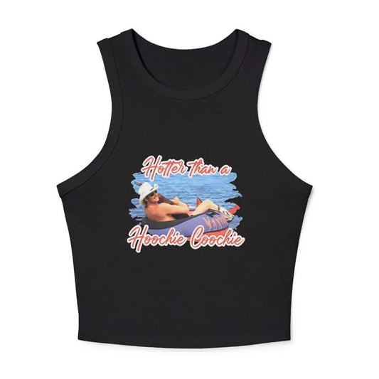 Hotter Than a Hoochie Coochie Tank Top Western Cowgirl Tank Cropped for Her Cowboy Tank 90s Collar Cotton