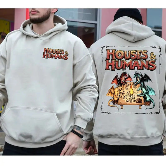 Houses And Humans D&D Two Sides Tshirt Sweatshirt Hoodie, Dungeonns And Dragonns Gift, Warlock Ranger Bard, Unisex...
