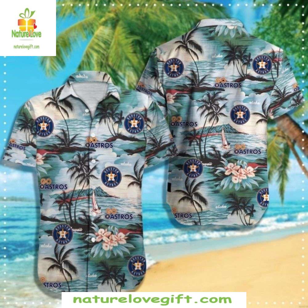 Houston Astros Hawaiian Shirt Tropical Beach Palm Tree MLB Baseball Apparel