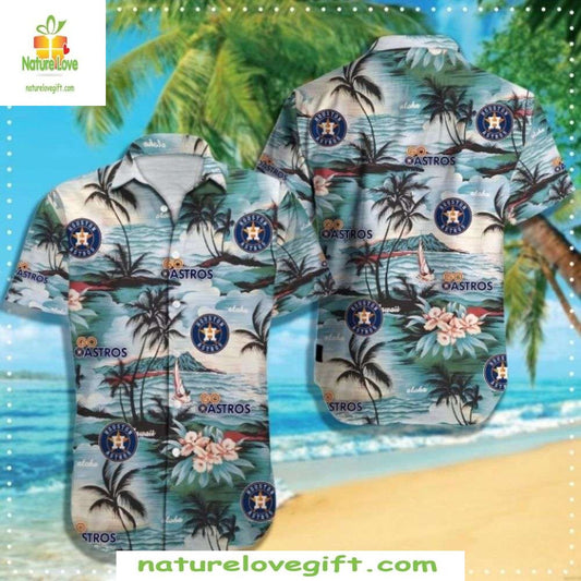 Houston Astros Hawaiian Shirt Tropical Beach Palm Tree MLB Baseball Apparel