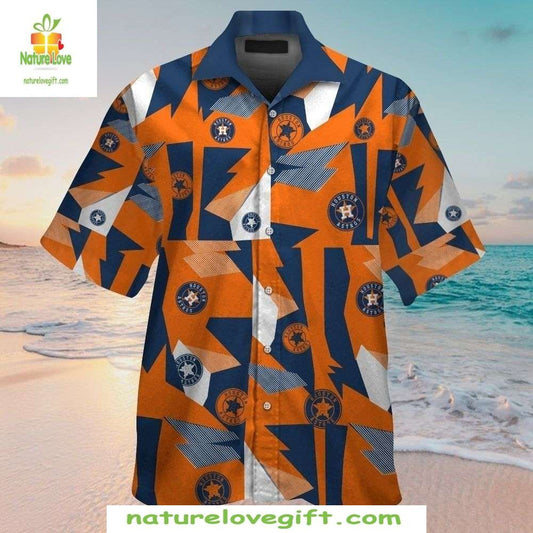 Houston Astros Hawaiian Shirt Bold Geometric Design MLB Baseball Apparel