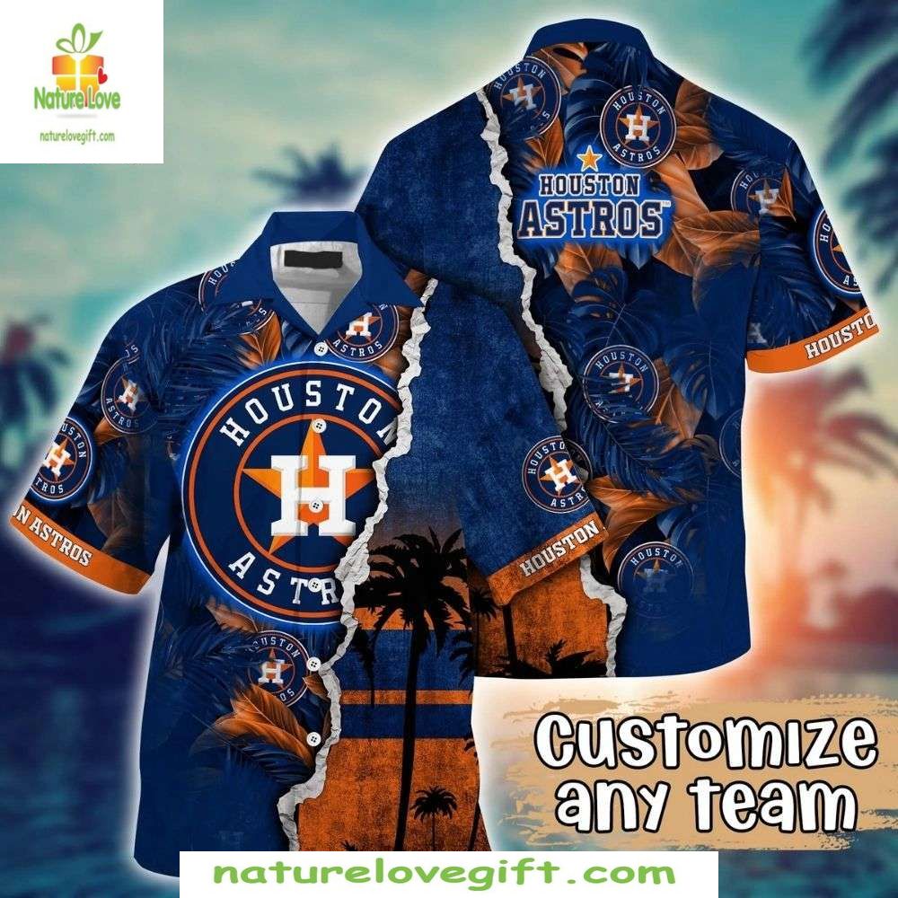 Houston Astros Hawaiian Shirt Custom Tropical Sunset Baseball Apparel