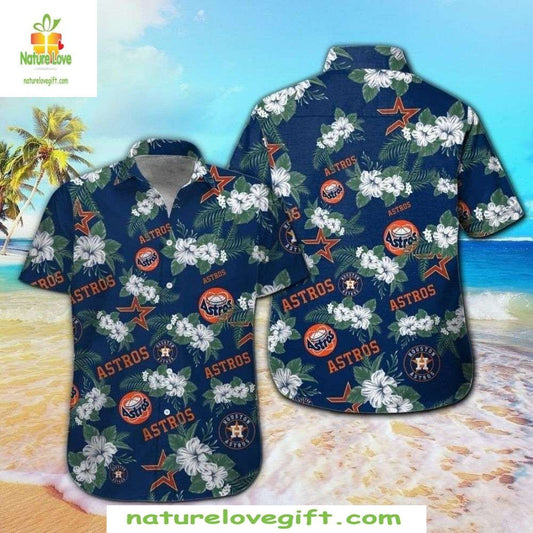 Houston Astros Hawaiian Shirt Dark Tropical Floral MLB Baseball Apparel