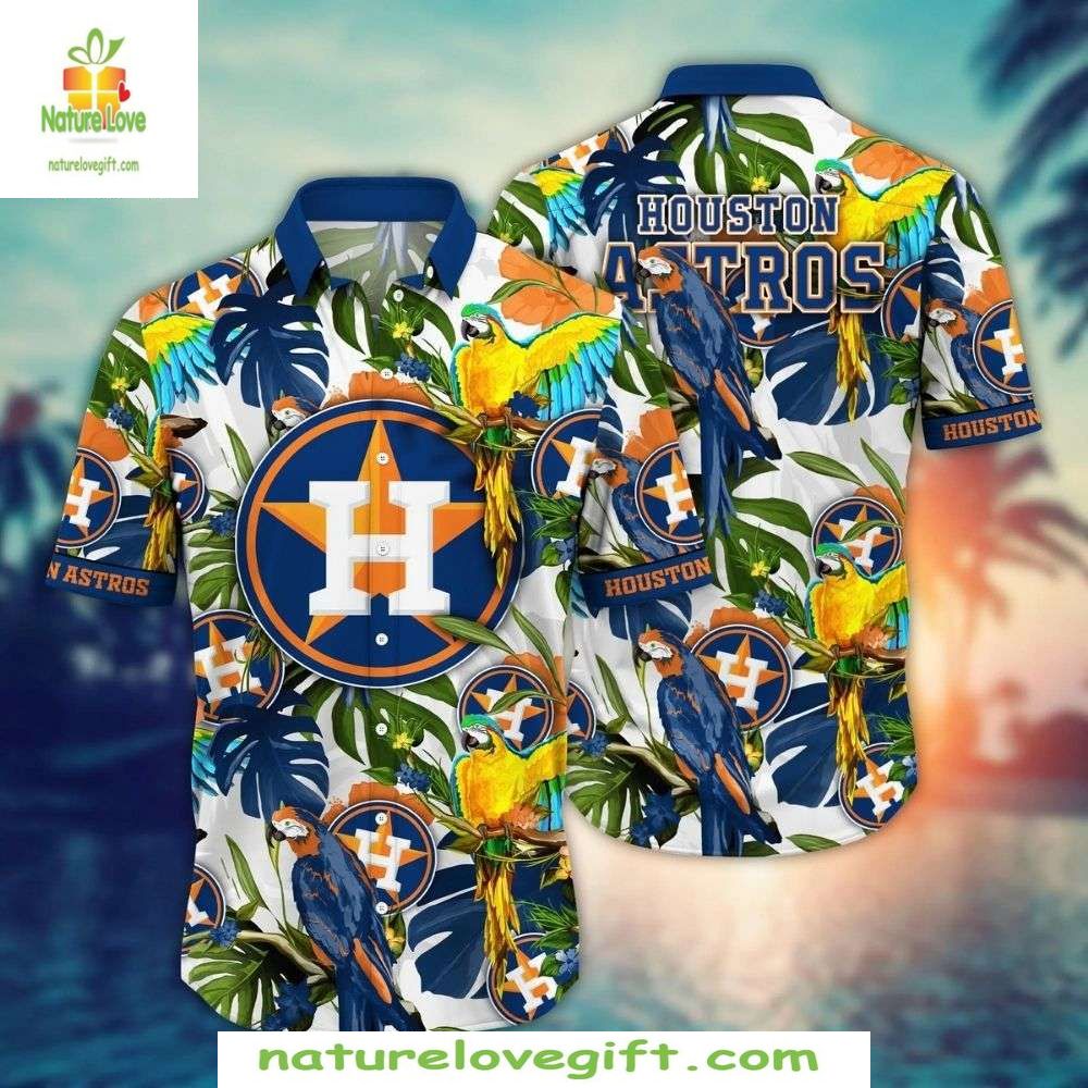 Houston Astros Hawaiian Shirt Exotic Birds Tropical Flora Baseball Apparel