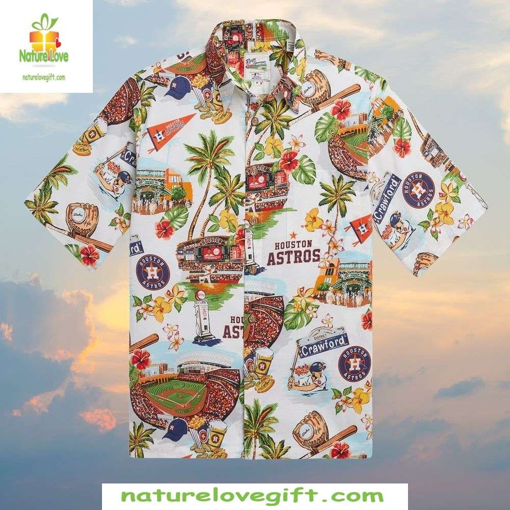 Houston Astros Hawaiian Shirt MLB Baseball Tropical Palm Stadiums Apparel