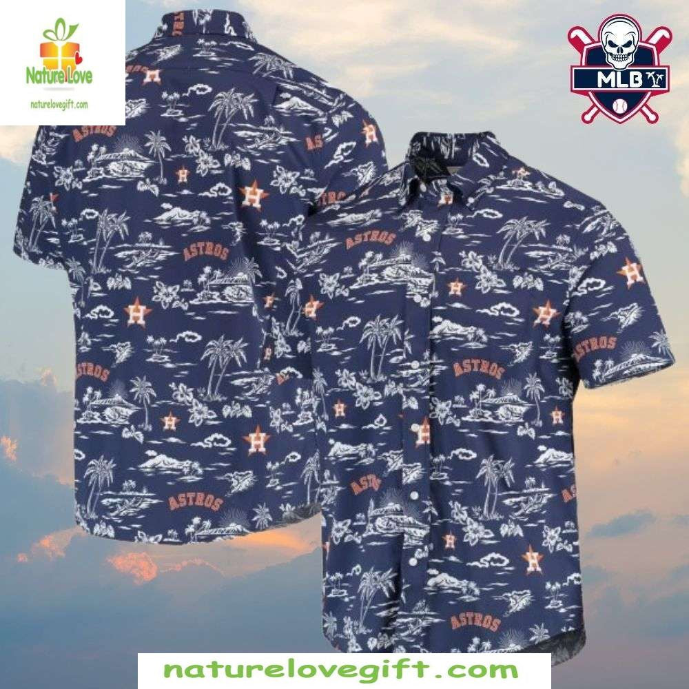 Houston Astros Hawaiian Shirt Navy Tropical Floral MLB Baseball Apparel