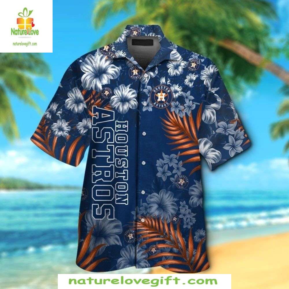 Houston Astros Hawaiian Shirt Floral Button Up MLB Baseball Apparel