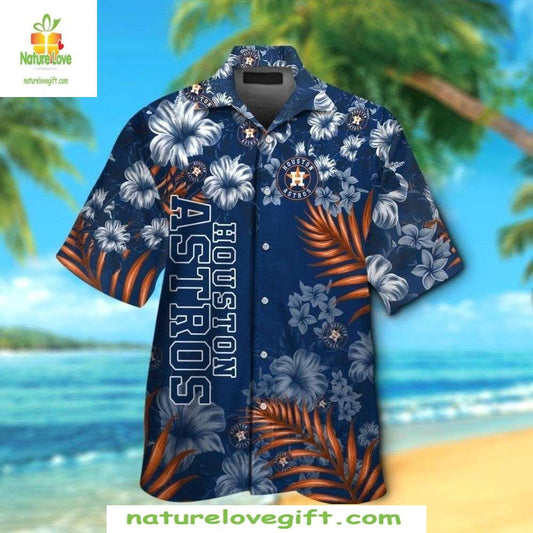 Houston Astros Hawaiian Shirt Floral Button Up MLB Baseball Apparel