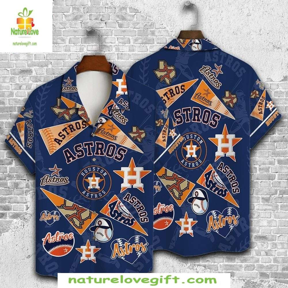 Houston Astros Hawaiian Shirt Stylish Baseball Apparel Playful Patchwork