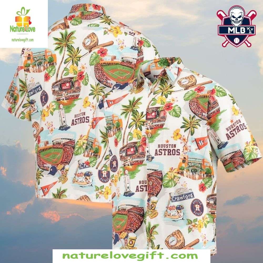Houston Astros Hawaiian Shirt MLB Baseball Fields Hibiscus Apparel