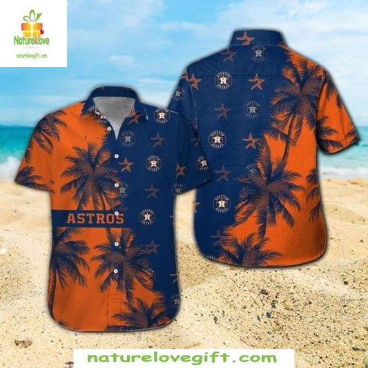 Houston Astros Hawaiian Shirt Starry Night Palm Tree Aloha Baseball