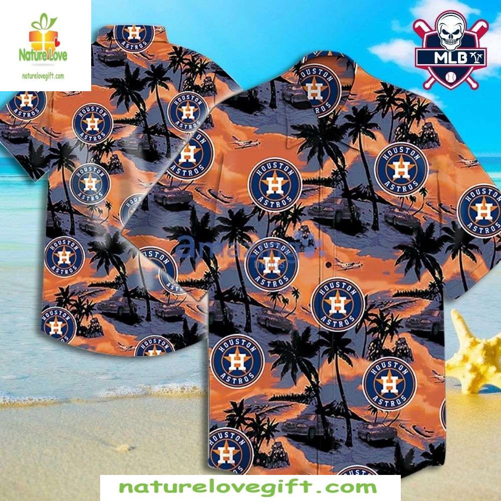 Houston Astros Hawaiian Shirt Stylish Baseball Sunset Palm Apparel