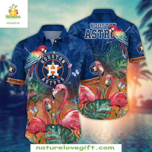 Houston Astros Hawaiian Shirt Tropical Flamingo Parrot Baseball Apparel