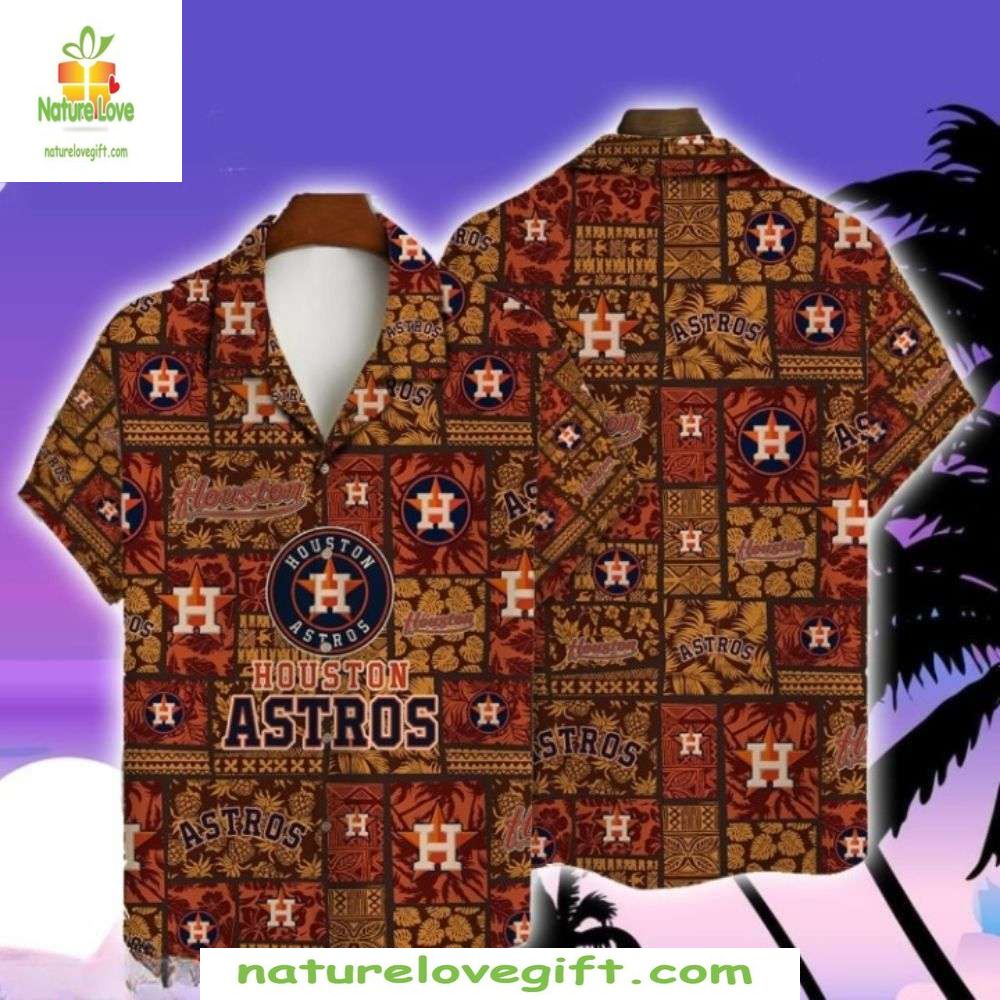 Houston Astros Hawaiian Shirt Vintage Tribal Pattern MLB Baseball Apparel