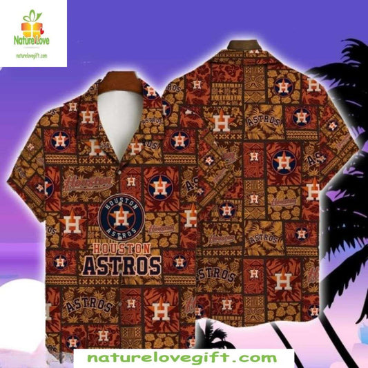 Houston Astros Hawaiian Shirt Vintage Tribal Pattern MLB Baseball Apparel