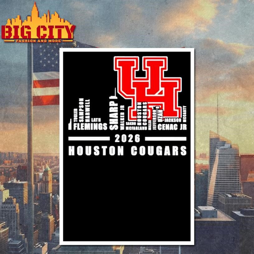 Houston Cougars 2026 players names city skyline Shirt