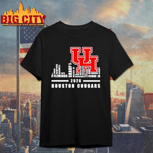 Houston Cougars 2026 players names city skyline Shirt