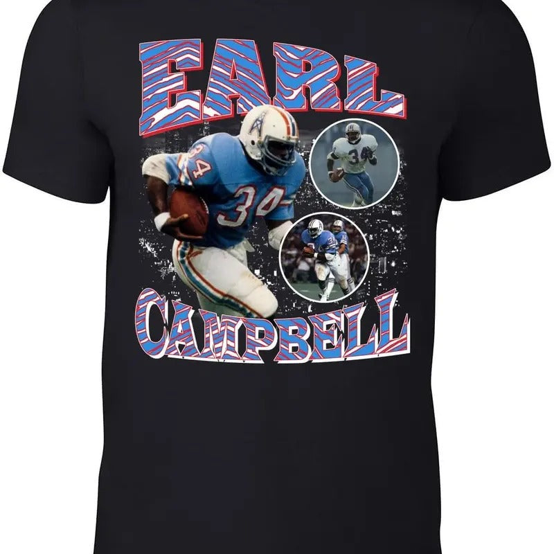 Houston Earl Campbell Bootleg Style T-Shirt Hoodie, Sweatshirt | InkThreadWorks.com