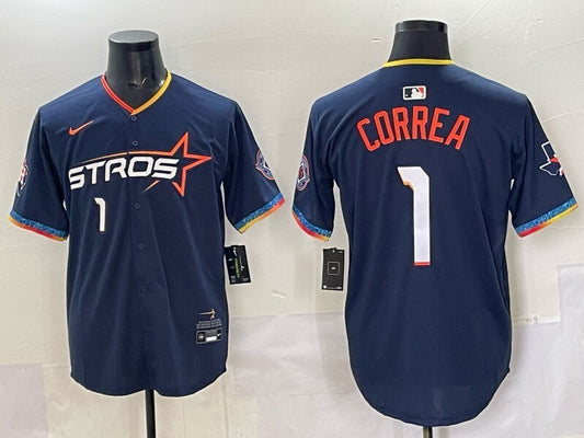 Houston Astros #1 Carlos Correa Astros 4 Collaboration Style 3