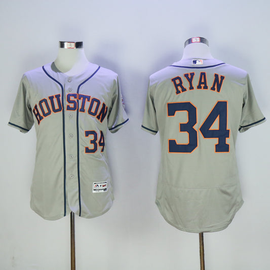 Houston Astros #34 Nolan Ryan Astros 34 Gray Elite Retro Player