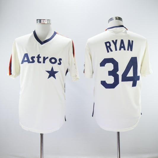 Houston Astros #34 Nolan Ryan Astros 34 Off-White Retro