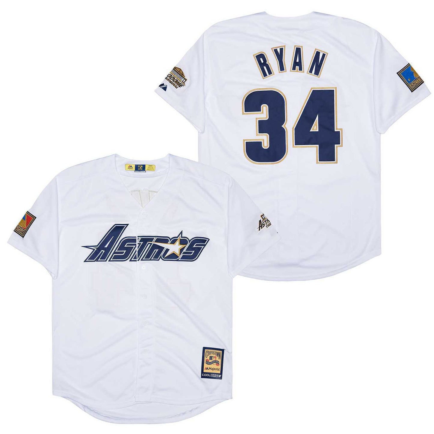 Houston Astros #34 Nolan Ryan Astros 34 White Fan Retro