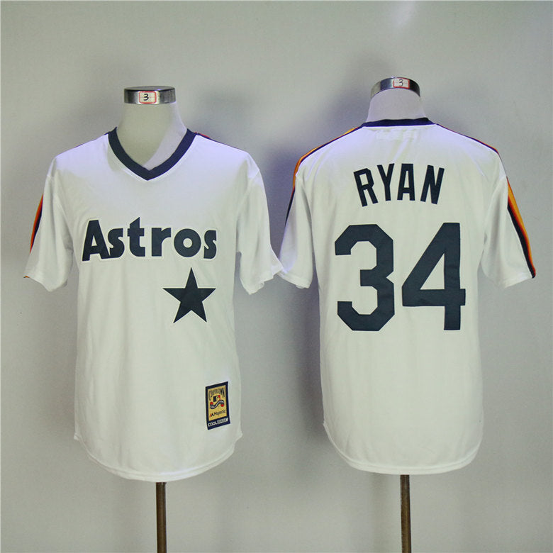 Houston Astros #34 Nolan Ryan Astros 34 White Fan Retro Pullover Style 1