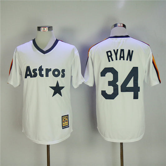 Houston Astros #34 Nolan Ryan Astros 34 White Fan Retro Pullover Style 1