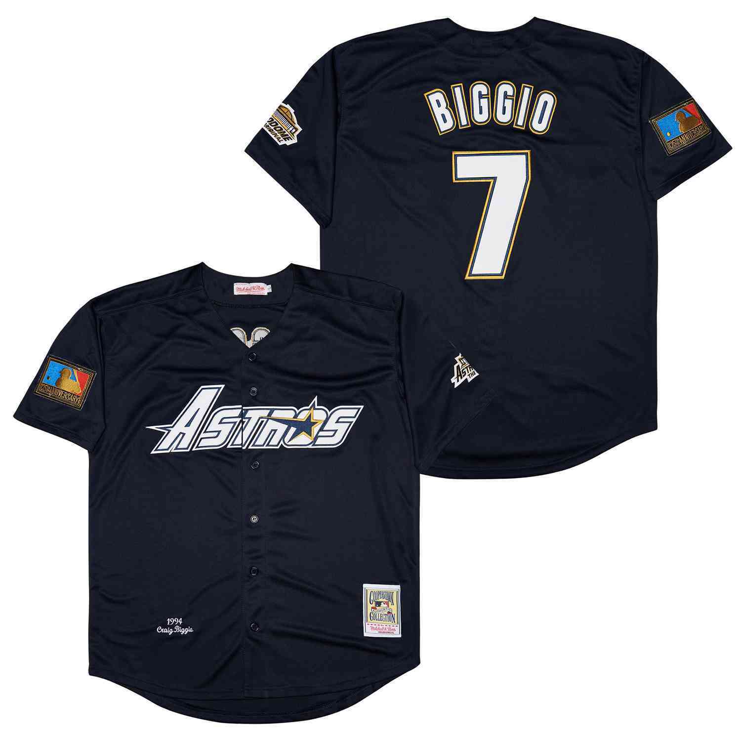 Houston Astros #7 Craig Biggio Astros 7 Navy 1994 Retro