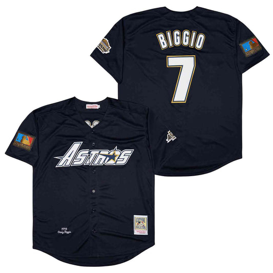 Houston Astros #7 Craig Biggio Astros 7 Navy 1994 Retro